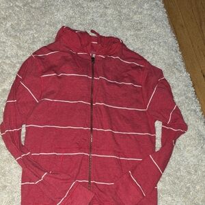Red Striped Zip-Up Hoodie